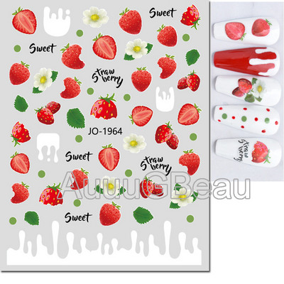 3D Nail Art Ragasztó Csúszó matricák Nyári citrom Narancs Gyümölcs Körömmatricák Díszek köröm tippekhez Szépség