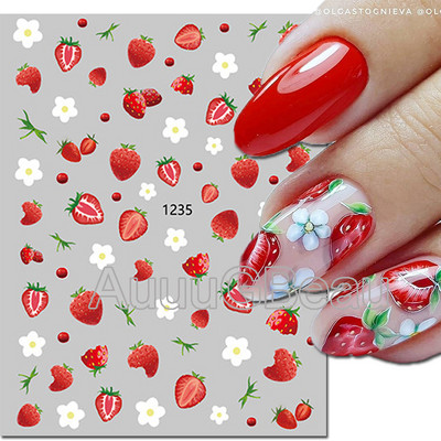 3D Nail Art Ragasztó Csúszó matricák Nyári citrom Narancs Gyümölcs Körömmatricák Díszek köröm tippekhez Szépség