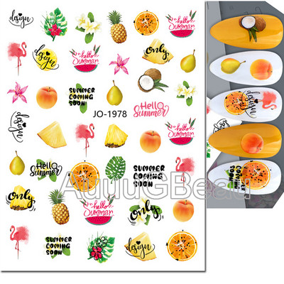 3D Nail Art Ragasztó Csúszó matricák Nyári citrom Narancs Gyümölcs Körömmatricák Díszek köröm tippekhez Szépség