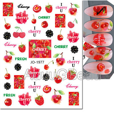 3D Nail Art Ragasztó Csúszó matricák Nyári citrom Narancs Gyümölcs Körömmatricák Díszek köröm tippekhez Szépség