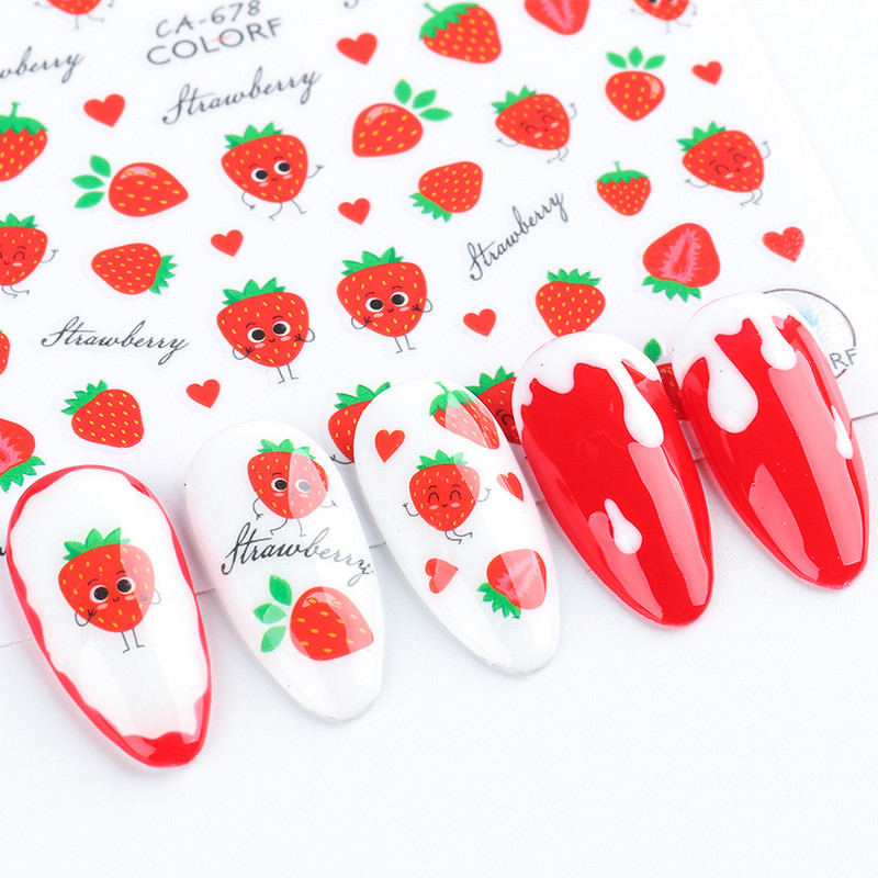 3D Nail Art Ragasztó Csúszó matricák Nyári citrom Narancs Gyümölcs Körömmatricák Díszek köröm tippekhez Szépség