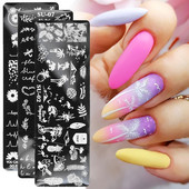 Palmu koku nagu mākslas štancēšanas plāksne vasaras pludmales lapu margrietiņa zieds flamingo attēlu drukāšanas veidnes veidnes nagu mākslas trafareti rīki