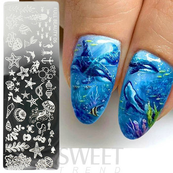 Palm Tree Nail Art Stamping Plate Summer Beach Leaf Daisy Flower Flamingo Image Printing Template Mold Nail Art Stencil Tools