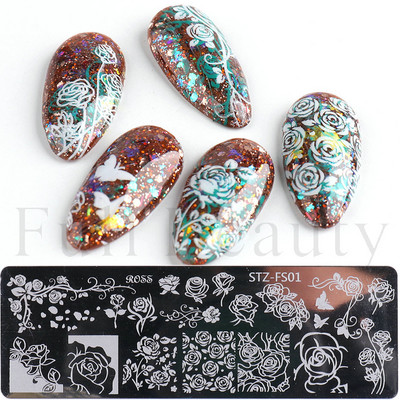 Palmu koku nagu mākslas štancēšanas plāksne vasaras pludmales lapu margrietiņa zieds flamingo attēlu drukāšanas veidnes veidnes nagu mākslas trafareti rīki