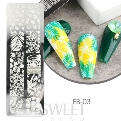 Palmu koku nagu mākslas štancēšanas plāksne vasaras pludmales lapu margrietiņa zieds flamingo attēlu drukāšanas veidnes veidnes nagu mākslas trafareti rīki