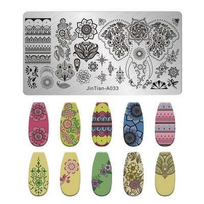 Nagu mākslas štancēšanas plāksnes raksts multfilma Dzīvnieku ziedu mīļotāja sirds DIY manikīra attēla veidne nagi trafareti instrumenti jintian-A033
