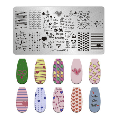 Nagu mākslas štancēšanas plāksnes raksts multfilma Dzīvnieku ziedu mīļotāja sirds DIY manikīra attēla veidne nagi trafareti instrumenti jintian-A033