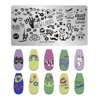 Nagu mākslas štancēšanas plāksnes raksts multfilma Dzīvnieku ziedu mīļotāja sirds DIY manikīra attēla veidne nagi trafareti instrumenti jintian-A033