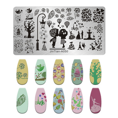 Nagu mākslas štancēšanas plāksnes raksts multfilma Dzīvnieku ziedu mīļotāja sirds DIY manikīra attēla veidne nagi trafareti instrumenti jintian-A033