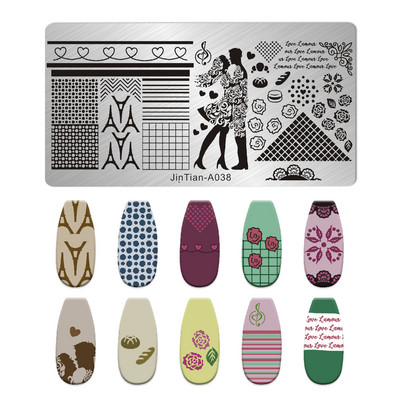 Nagu mākslas štancēšanas plāksnes raksts multfilma Dzīvnieku ziedu mīļotāja sirds DIY manikīra attēla veidne nagi trafareti instrumenti jintian-A033