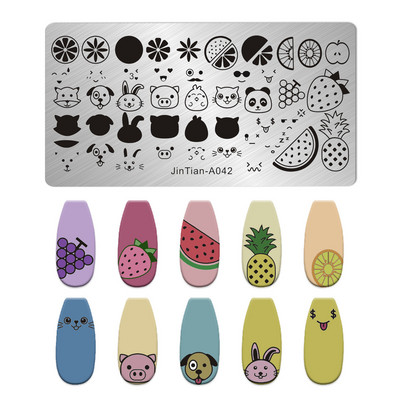 Nagu mākslas štancēšanas plāksnes raksts multfilma Dzīvnieku ziedu mīļotāja sirds DIY manikīra attēla veidne nagi trafareti instrumenti jintian-A033