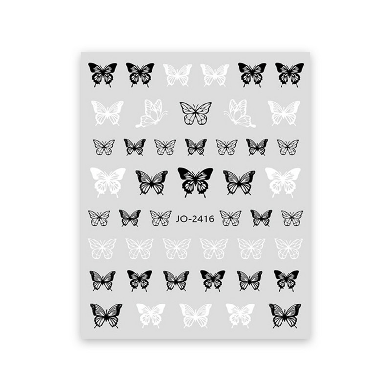 Tamni leptir naljepnice za nokte Crno bijeli šuplji leptir Ins Style Design Naljepnice za ukrašavanje noktiju