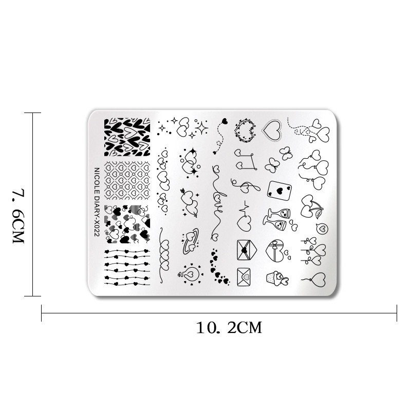 NICOLE DNEVNIK Srce Ljubav Ploče za utiskivanje noktiju Predložak slike Englesko slovo Geometrija Linija za ispis Šablona Alat za manikuru za nokte