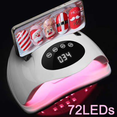 Lielas jaudas 320 W 72 LEDs pārnēsājama UV LED nagu lampa ar tālruņa turētāja atmiņas funkciju manikīra profesionālai nagu želejas ārstniecības lampai