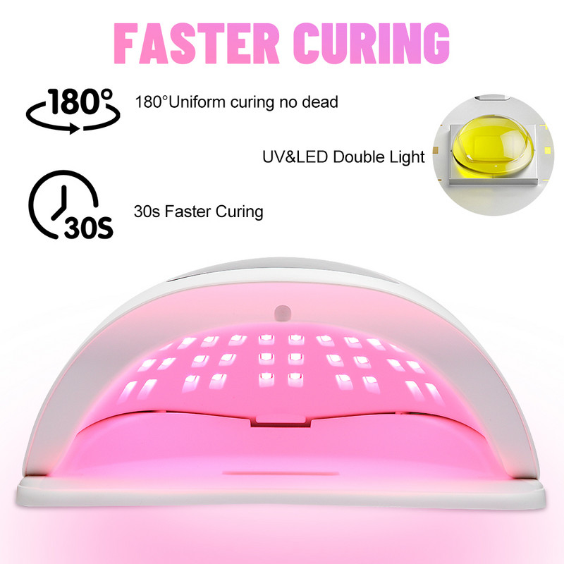 Lielas jaudas 320 W 72 LEDs pārnēsājama UV LED nagu lampa ar tālruņa turētāja atmiņas funkciju manikīra profesionālai nagu želejas ārstniecības lampai