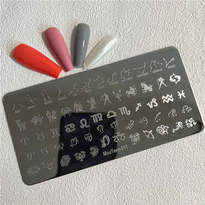 Trīsstūra formas nagu apzīmogošanas plāksne Trīsstūrveida figūras nagu mākslas veidne ģeometrija nagu zīmoga plāksnes Mouteen-003