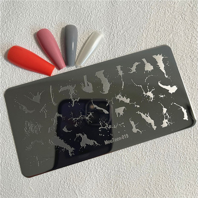 Trīsstūra formas nagu apzīmogošanas plāksne Trīsstūrveida figūras nagu mākslas veidne ģeometrija nagu zīmoga plāksnes Mouteen-003