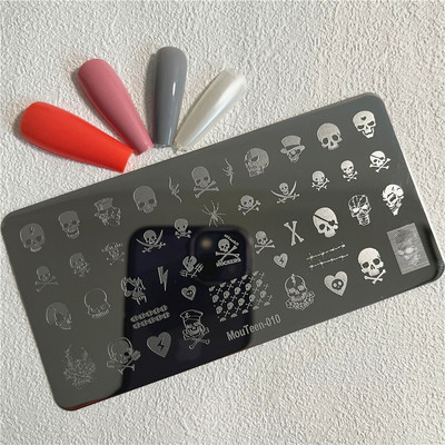 Trīsstūra formas nagu apzīmogošanas plāksne Trīsstūrveida figūras nagu mākslas veidne ģeometrija nagu zīmoga plāksnes Mouteen-003