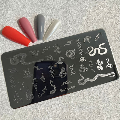 Trīsstūra formas nagu apzīmogošanas plāksne Trīsstūrveida figūras nagu mākslas veidne ģeometrija nagu zīmoga plāksnes Mouteen-003