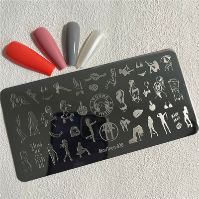 Trīsstūra formas nagu apzīmogošanas plāksne Trīsstūrveida figūras nagu mākslas veidne ģeometrija nagu zīmoga plāksnes Mouteen-003