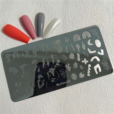 Trīsstūra formas nagu apzīmogošanas plāksne Trīsstūrveida figūras nagu mākslas veidne ģeometrija nagu zīmoga plāksnes Mouteen-003