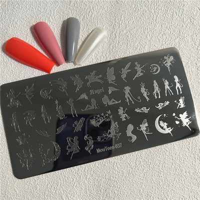 Trīsstūra formas nagu apzīmogošanas plāksne Trīsstūrveida figūras nagu mākslas veidne ģeometrija nagu zīmoga plāksnes Mouteen-003