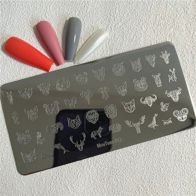 Trīsstūra formas nagu apzīmogošanas plāksne Trīsstūrveida figūras nagu mākslas veidne ģeometrija nagu zīmoga plāksnes Mouteen-003