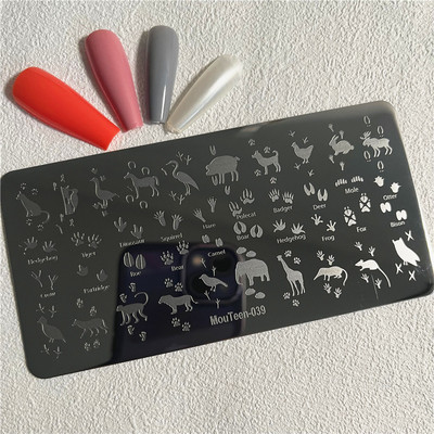 Trīsstūra formas nagu apzīmogošanas plāksne Trīsstūrveida figūras nagu mākslas veidne ģeometrija nagu zīmoga plāksnes Mouteen-003