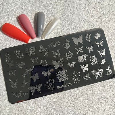 Trīsstūra formas nagu apzīmogošanas plāksne Trīsstūrveida figūras nagu mākslas veidne ģeometrija nagu zīmoga plāksnes Mouteen-003