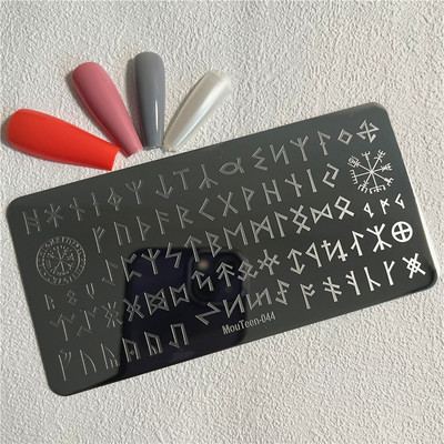 Trīsstūra formas nagu apzīmogošanas plāksne Trīsstūrveida figūras nagu mākslas veidne ģeometrija nagu zīmoga plāksnes Mouteen-003