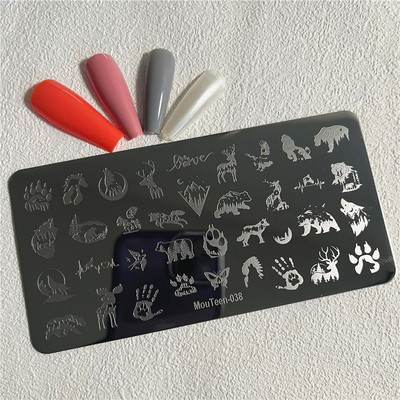 Trīsstūra formas nagu apzīmogošanas plāksne Trīsstūrveida figūras nagu mākslas veidne ģeometrija nagu zīmoga plāksnes Mouteen-003