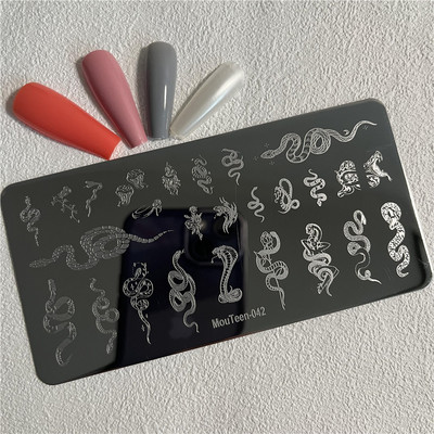 Trīsstūra formas nagu apzīmogošanas plāksne Trīsstūrveida figūras nagu mākslas veidne ģeometrija nagu zīmoga plāksnes Mouteen-003