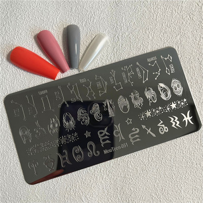 Trīsstūra formas nagu apzīmogošanas plāksne Trīsstūrveida figūras nagu mākslas veidne ģeometrija nagu zīmoga plāksnes Mouteen-003