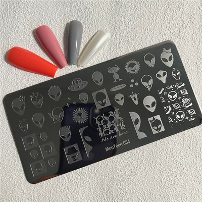 Trīsstūra formas nagu apzīmogošanas plāksne Trīsstūrveida figūras nagu mākslas veidne ģeometrija nagu zīmoga plāksnes Mouteen-003