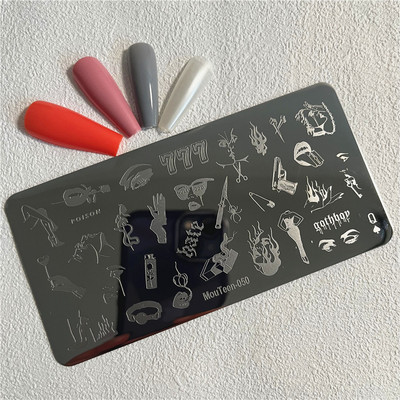 Trīsstūra formas nagu apzīmogošanas plāksne Trīsstūrveida figūras nagu mākslas veidne ģeometrija nagu zīmoga plāksnes Mouteen-003