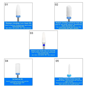 Керамични свредла за нокти от волфрамов карбид, въртящи се фрезови ножове за нокти, електрическа бормашина за инструменти за маникюр, педикюр