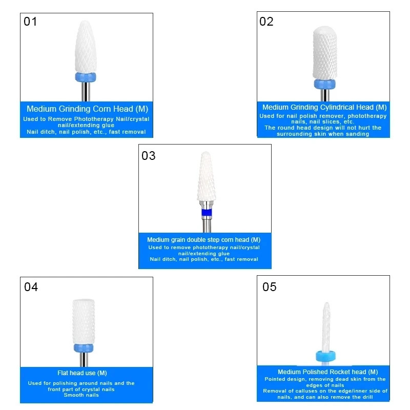Kerámia volfrámkarbid körömfúró forgó sorja maró körömvágó bitek elektromos fúrógép manikűr pedikűr szerszámokhoz