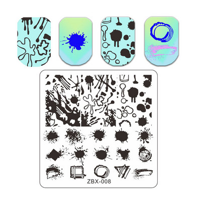 Burbuļa svītru līniju apzīmogošanas plāksnes ar ziedu lapu tauriņu zīmoga plāksne ģeometriskā mežģīņu sniegpārsliņa nagu mākslas nerūsējošā tērauda plāksne