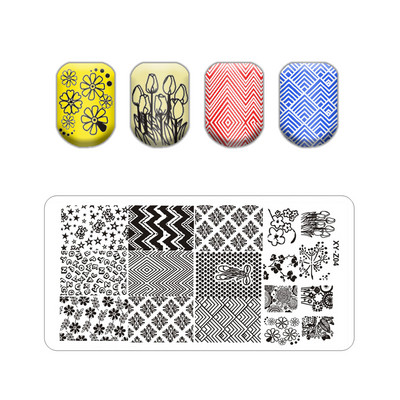 Burbuļa svītru līniju apzīmogošanas plāksnes ar ziedu lapu tauriņu zīmoga plāksne ģeometriskā mežģīņu sniegpārsliņa nagu mākslas nerūsējošā tērauda plāksne