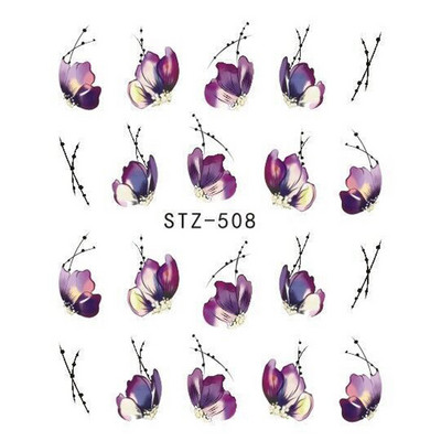 1 gab. Melnas kaklarotas rotaslietu dizaina ūdens pārneses uzlīmes nagu mākslas uzlīmes ar ziedu tauriņu slīdni DIY manikīra dekorēšanas folijas