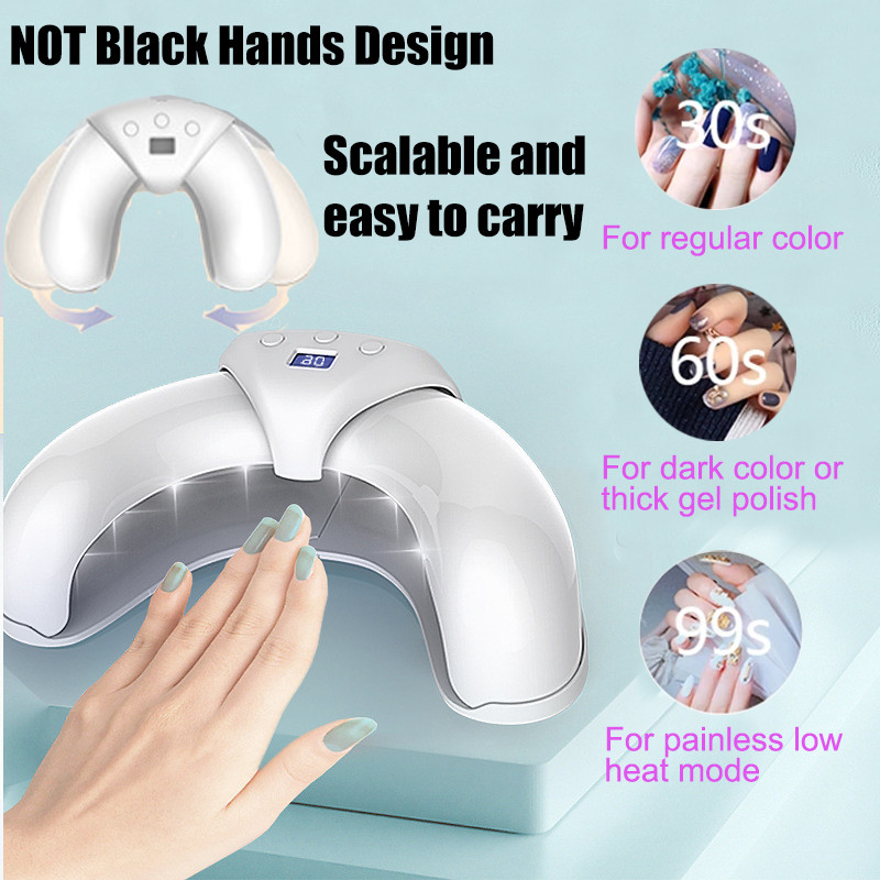 36 W-os összecsukható körömszárító Prevent Black Hand Smart LED lámpa UV-fény zselés körömszárításhoz Manikűr otthoni utazáshoz Körömlámpa eszköz