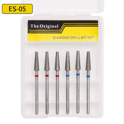 6 gab nagu konusa uzgalis dimanta urbji, elektriskie kutikulas tīrīšanas rotācijas instrumenti manikīram, pedikīram, slīpēšanas galviņas slīpēšanas rīks