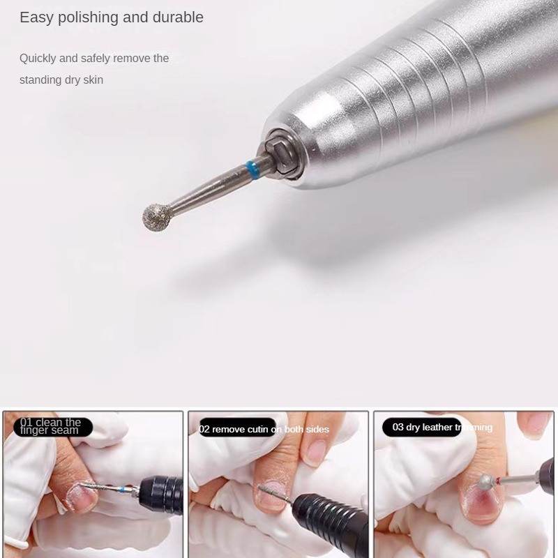 6 gab nagu konusa uzgalis dimanta urbji, elektriskie kutikulas tīrīšanas rotācijas instrumenti manikīram, pedikīram, slīpēšanas galviņas slīpēšanas rīks