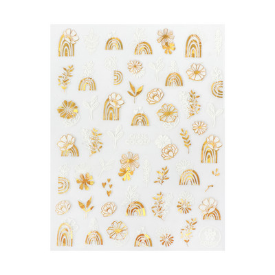 1Gb 3D nagu uzlīmes baltā zelta lapu abstrakts līniju raksts pašlīmējošs slīdnis nagu mākslas rotājumi lapu ziedi nagu uzlīmes