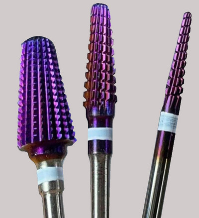 Горещо! Purple Pro цели карбидни свредла за нокти Електрическа бормашина за нокти Пили Инструменти за ноктопластика изрязване и полиране на долния нокът