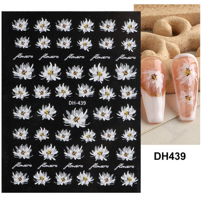 Cseresznyevirág 3D körömmatricák fehér virágszirmok körömdísz matricák elegáns esküvői dizájn tavaszi sakura manikűr csúszkás dekoráció