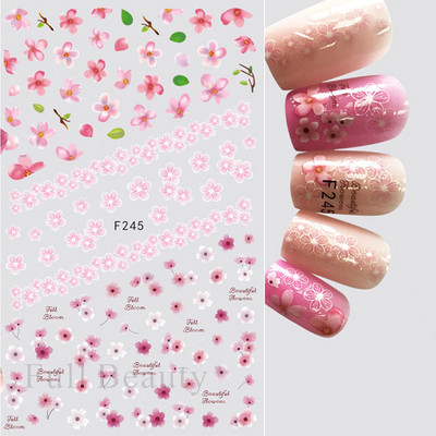 Cseresznyevirág 3D körömmatricák fehér virágszirmok körömdísz matricák elegáns esküvői dizájn tavaszi sakura manikűr csúszkás dekoráció