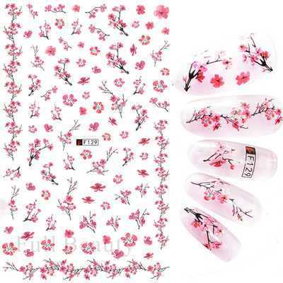 Cseresznyevirág 3D körömmatricák fehér virágszirmok körömdísz matricák elegáns esküvői dizájn tavaszi sakura manikűr csúszkás dekoráció