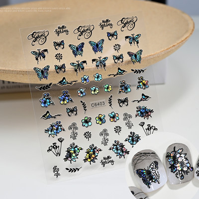 3D rozā zila zvaigžņu gaismas pentagrammas nagu uzlīme Love Heart Star pašlīmējošas DIY slīdošās nagu uzlīmes nagu mākslas dekorēšanai