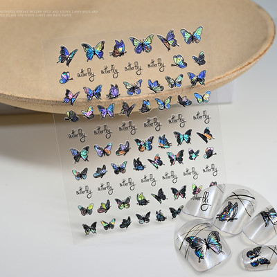 3D rozā zila zvaigžņu gaismas pentagrammas nagu uzlīme Love Heart Star pašlīmējošas DIY slīdošās nagu uzlīmes nagu mākslas dekorēšanai